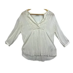 Abercrombie & Fitch Cream Ivory Floral Embroidered Boho Peasant Blouse Top Sz M thumbnail 2