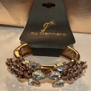 G by Gennaro Gold Tone Crystal Rhinestone Hinged Bangle Bracelet Statement thumbnail 8