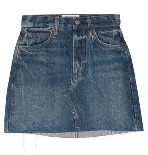 Reformation Nina Denim Mini Skirt High Rise Frayed Hem Blue Wash Womens 25 EUC thumbnail 1