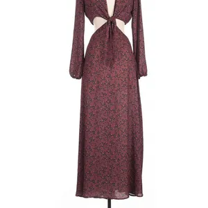 RESA Noelle Maxi Dress In Gemma Small Cut Out Front Tie Leopard Animal Print thumbnail 4