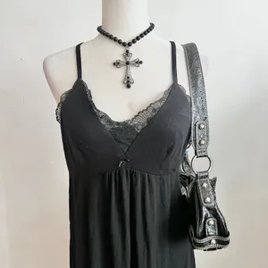 Stars Above Black Lace Babydoll Dress, Y2K Soft Goth Indie Sleaze Romantic Goth‎ Medium thumbnail 2