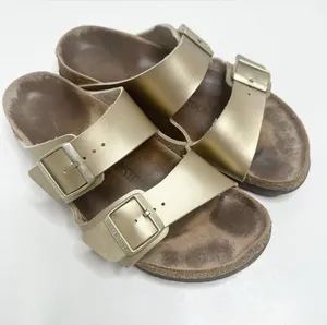 Birkenstock Unisex Arizona BS Birko-Flor Gold Two Strap Sandals Size 41 thumbnail 1