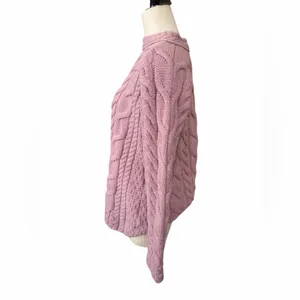 Aran Chunky cable knit Irish wool crew‎ neck size medium Pink thumbnail 3