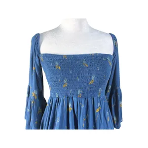 Free People Smocked Floral Lana Tunic‎ Top Bell Sleeve Off Shoulder Small thumbnail 2