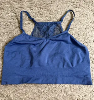 Cacique Cornflower Blue Lace X Crossover Back Bralette - size 14/16 thumbnail 1