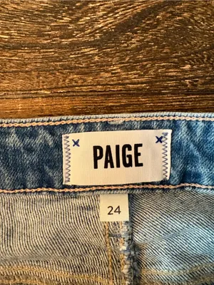 Paige Colette Crop Flare Jeans Womens 24 Light Blue Distressed thumbnail 6