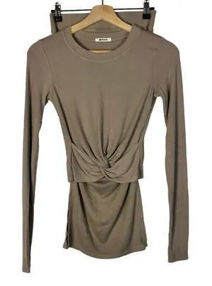 LAMade‎ Brown Ribbed Long Sleeve Midi Skirt Two Piece Set XS thumbnail 1