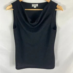 Tahari ASL Texture Draped Neck Tank Black Size XS thumbnail 1