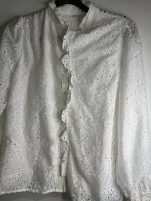 Women’s Small White Crochet Blouse Vintage Cottagecore Coquette lightfairy y2k thumbnail 2