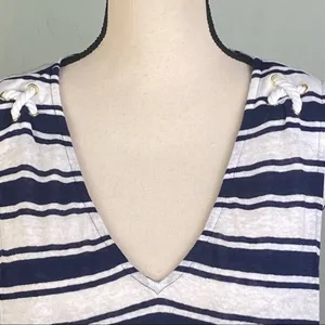 MICHAEL MICHAEL KORS navy and white tank top with rope detail. Size XL. EUC thumbnail 2