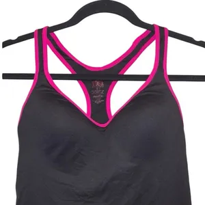 Victoria's Secret PINK Black Racerback‎ Tank Top with Pink Trim Push Up Cami thumbnail 2