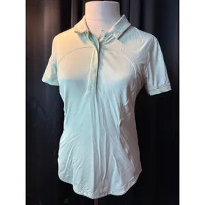 Lululemon Mint Green Short Sleeve‎ Mesh Polo Shirt Athletic Golf Top thumbnail 5
