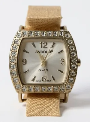 Avenue Gold Tone‎ Crystal Rhinestone Bezel Quartz Watch Snap Band Women thumbnail 1