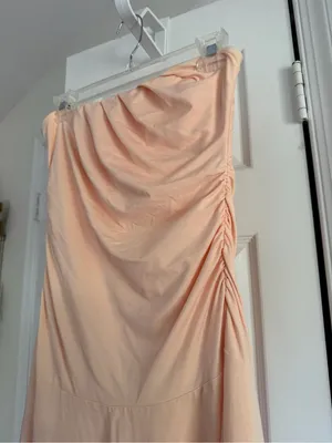 Abercrombie & Fitch Strapless Ruched Mini Dress NWT Medium Built In Shorts Peach thumbnail 8