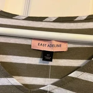 East Adeline Striped V-neck Tunic Top T-shirt Tee 2X Dia & Co Plus Size NWT New thumbnail 6