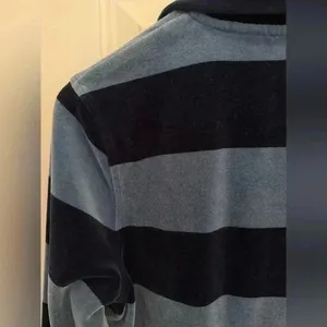 Lauren Ralph Lauren 1/4 Zip Top Velour Pullover Navy & Light Blue Stripe size S thumbnail 3