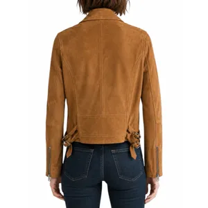 Lucky Brand Goat Suede Asymmetrical Zip Moto Jacket Brown Size XS thumbnail 2