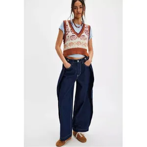 Free People Notes Of Rose Sweater Vest Neutral Combo Small NWT Bohemian Preppy thumbnail 3