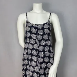 Vintage 90s Slip‎ Dress Women Sleeveless Retro Black White Floral Rayon Summer thumbnail 4