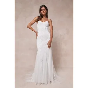 NWT Lulus Radiant Presence White Sequin Sleeveless Backless Maxi Dress Bridal M thumbnail 3