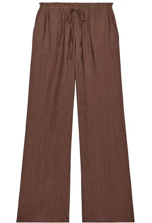 Zara NWT textured weave tan brown wide leg pants thumbnail 1