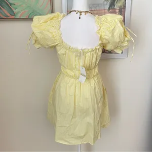Show Me Your Mumu Sunshine Yellow Puff Sleeve Leigh Mini Dress Small NEW thumbnail 6