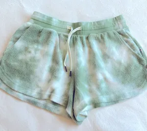 Feat Blanket Blend Fuzzy Matcha Green & White Tie Dye Shorts size S thumbnail 1