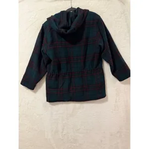 Woolrich Vintage Plaid Hooded Jacket Womens Small Green Red Wool Blend Zip Up thumbnail 2