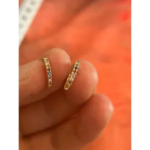 B257 tiny gold tone hoops 925 sterling silver Orange thumbnail 2