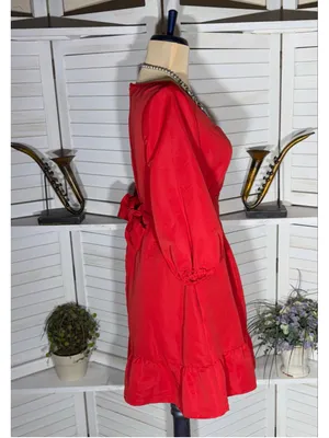NWT peasant dress 3/4 ballooned sleeves ruffled homecoming cocktail Holiday sz S thumbnail 3