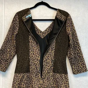 ANTONIO MELANI Dress Size 6 Black Brown‎ Sparkle Leopard Print 3/4 Sleeve V Neck thumbnail 13