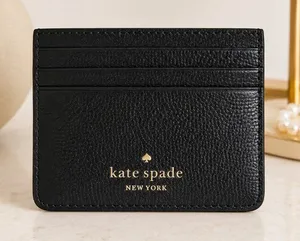 Kate Spade Black Saffiano Leather Card Holder Wallet KSNY Logo NWT thumbnail 1