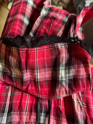 Victoria’s Secret Red Plaid Flannel Lace Trim Pajama Pants Size Small thumbnail 7