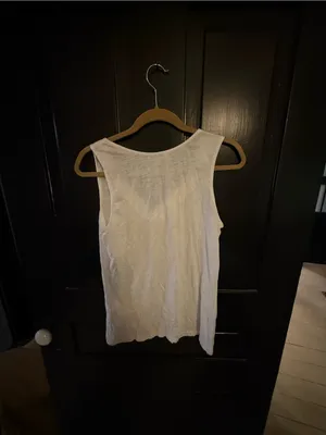 Banana Republic White Tank Top with Yellow Embroidered V-Neck thumbnail 4