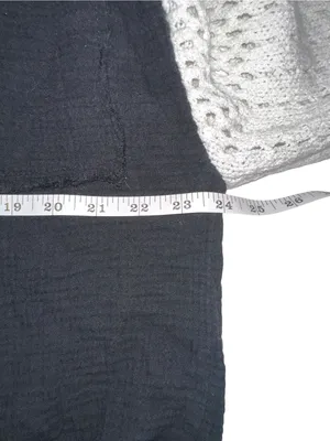 POL Black Gauze Crochet Sleeves Button Up Oversized Shacket SMALL thumbnail 6