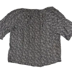 Faherty Women’s Floral Crinkle Blouse Short Sleeve Navy White Boho Casual Size L thumbnail 3