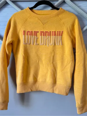 Aeropostale Sweatshirt Size XS‎ Womens Love Drunk Crop Pullover Yellow thumbnail 1