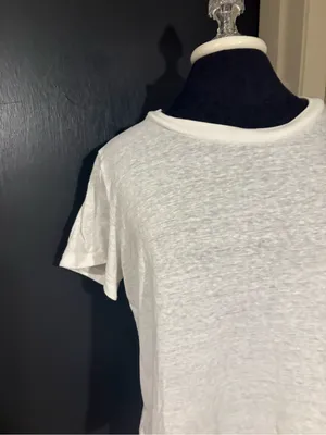 J. Crew White Short Sleeve Crewneck Cotton Blend Burnout Tee 💜 thumbnail 2