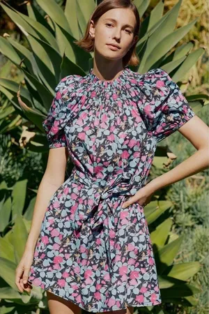 Roller‎ Rabbit Manusa Ainsley Mini Dress Black Floral Print Size Medium thumbnail 1