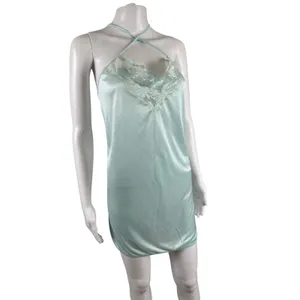 Vintage Y2K Style Mint Green Fairy Satin Lace Slip Dress Romantic thumbnail 2
