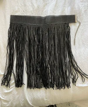 Fringe Beaded Skirt Black thumbnail 1