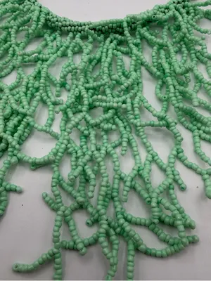 Mint Green Seed Bead Fringe Bib Necklace Boho Statement Festival Jewelry thumbnail 2