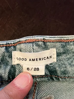 Good American Good Icon Straight Jeans Womens 6/28 Light Wash Distressed Denim thumbnail 8
