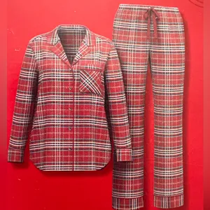 WonderShop Women's XXL Two Piece‎ Set Cotton Red Plaid Flannel Christmas Pajamas thumbnail 3