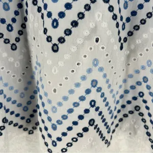 Alfred Dubber Cotton Ombré‎ Blue Eyelet Embroidered 3/4 Sleeve Button Up Shirt L thumbnail 10