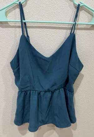Monteau Teal peplum tank top size L thumbnail 1