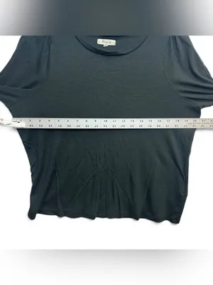 Madewell Black Puff Sleeve Top Women’s Large Alpaca Blend 3/4 Sleeve thumbnail 7