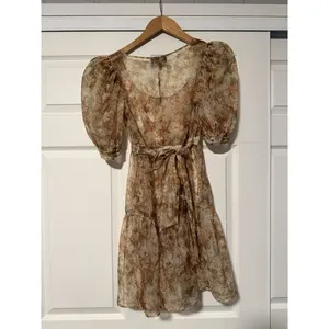 Danielle‎ Bernstein Yellow Floral Sheer Puff Sleeve Summer Dress Coquette Fairy thumbnail 4