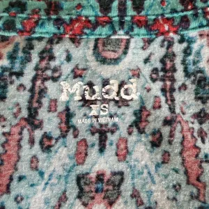 Mudd T-Shirt XS Teal Red Geometric Medallion Scoop Neck Short Sleeve Slim Fit thumbnail 6