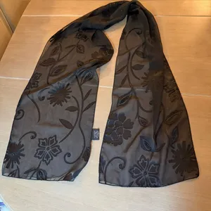 Black Sheer Floral Beaded Scarf Wrap Shawl Whimsigoth Boho thumbnail 1